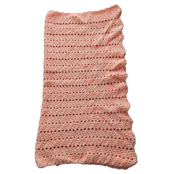 Handmade Peach/Pink Crochet Baby Blanket 40"x43" - Picture 1 of 5